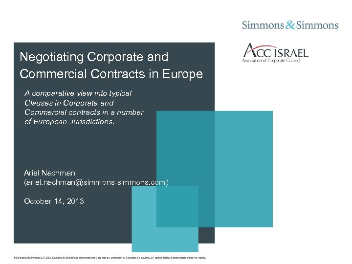 Negotiating Corporate and Commercial Contracts in Europe A comparative view into typical Clauses in