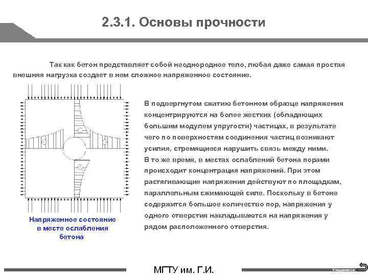 2. 3. 1. Основы прочности Так как бетон представляет собой неоднородное тело, любая даже