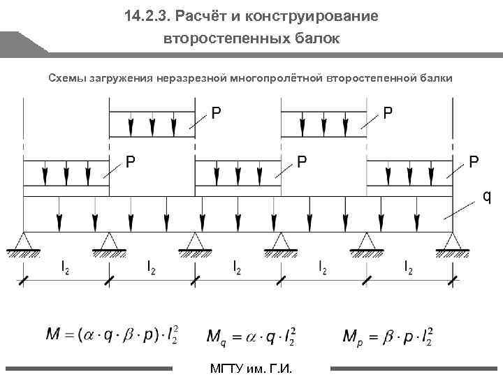 Поэтажная схема многопролетной балки