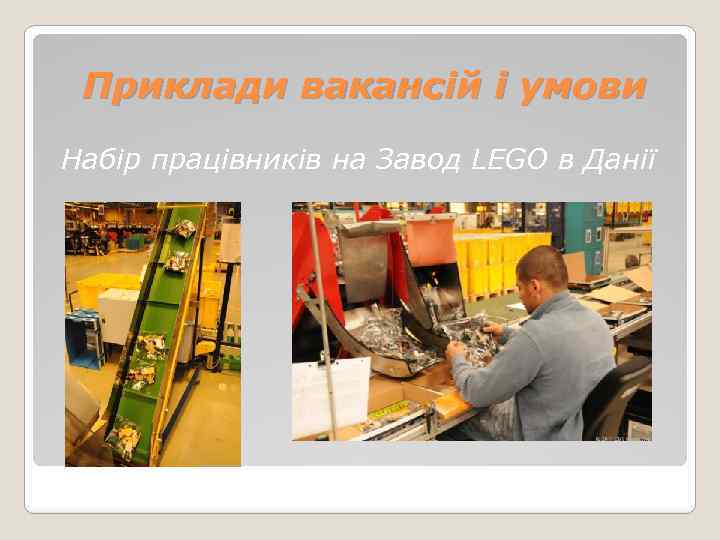 Приклади вакансій і умови Набір працівників на Завод LEGO в Данії 