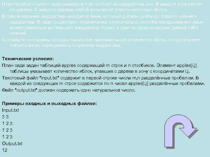 План прямоугольного сада размером mxn состоит из квадратных зон. В каждой зоне растёт по