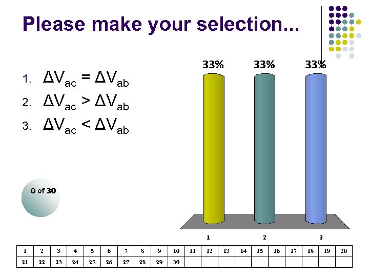 Please make your selection. . . 1. 2. 3. ΔVac = ΔVab ΔVac >