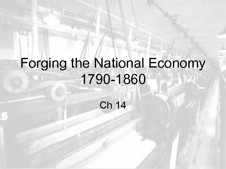 Forging the National Economy 1790 -1860 Ch 14 