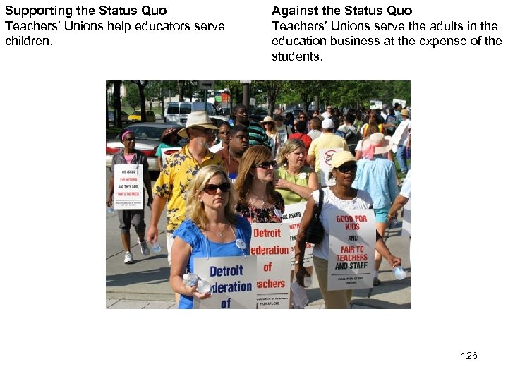 Supporting the Status Quo Teachers’ Unions help educators serve children. Against the Status Quo