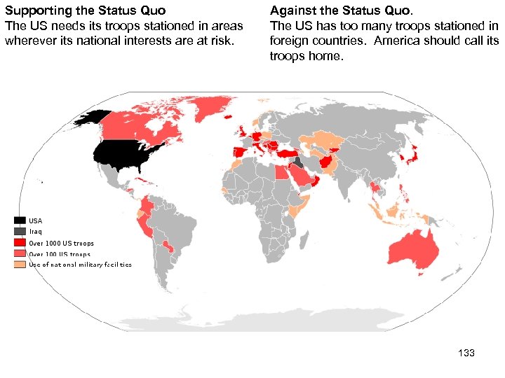 Supporting the Status Quo The US needs its troops stationed in areas wherever its