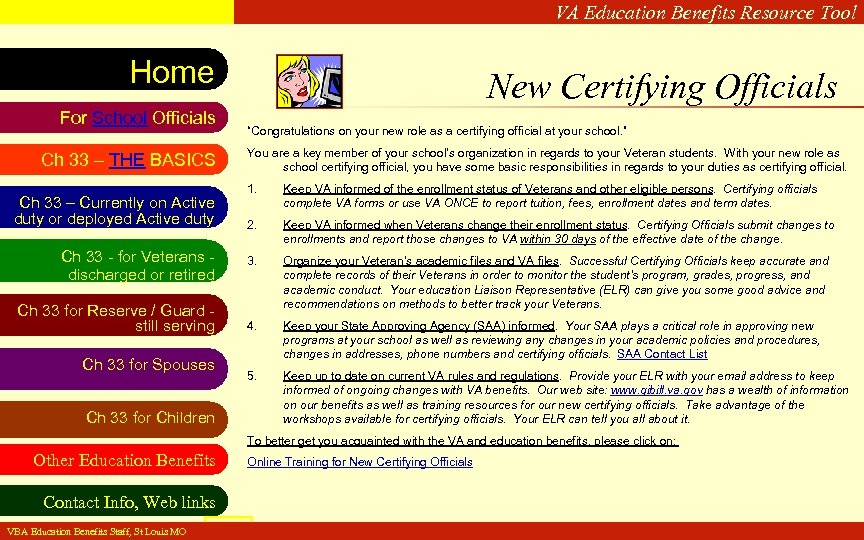 VA Education Benefits Resource Tool Home For School Officials Ch 33 – THE BASICS