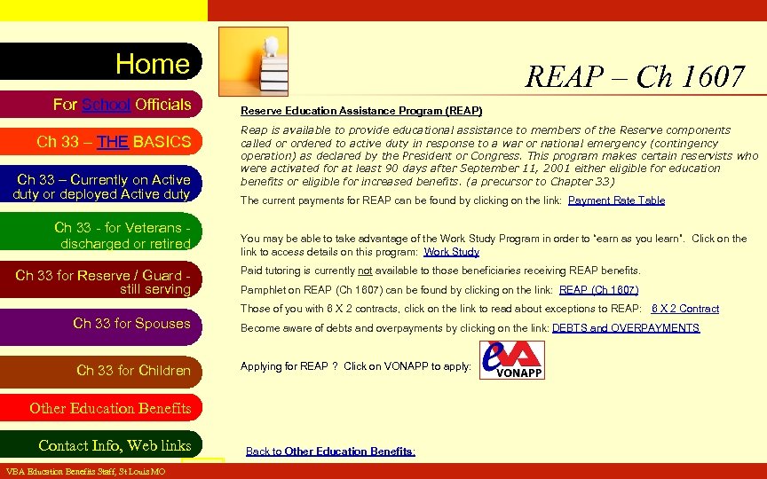 VA Education Benefits Resource Tool Home For School Officials Ch 33 – THE BASICS