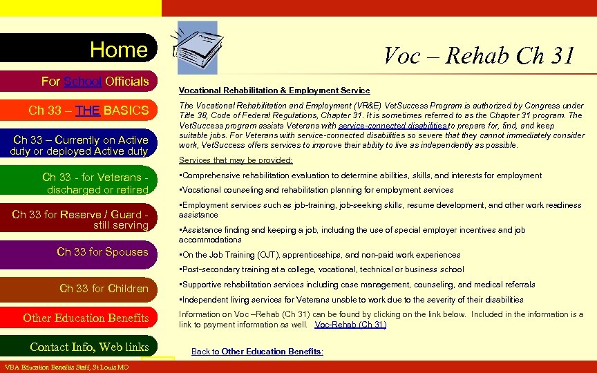 VA Education Benefits Resource Tool Home For School Officials Ch 33 – THE BASICS