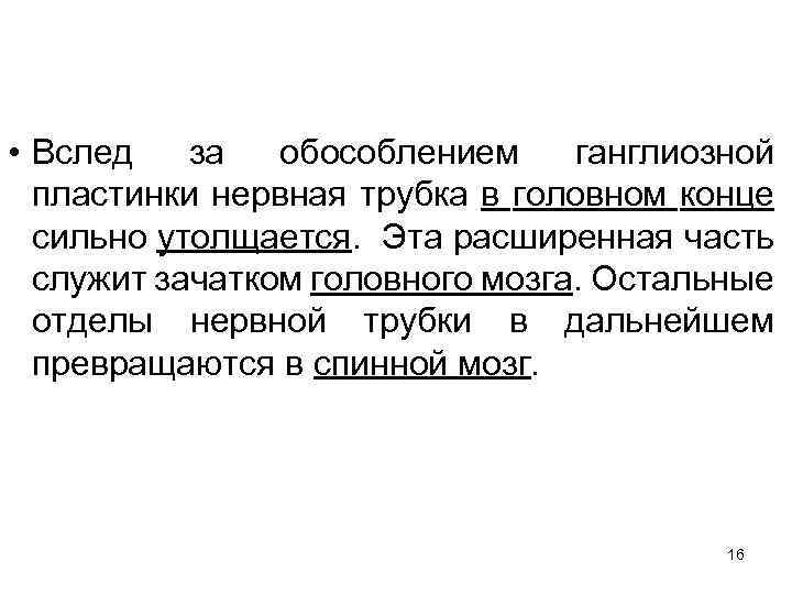  • Вслед за обособлением ганглиозной пластинки нервная трубка в головном конце сильно утолщается.