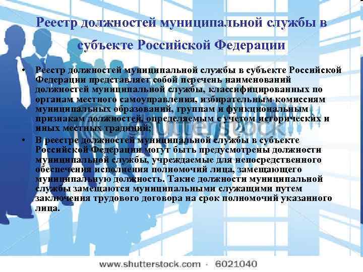 Муниципальная служба субъекта рф. Реестр муниципальных должностей. Реестр муниципальной службы. Реестр должностей муниципальной службы РФ. Реестр должностей муниципальных служащих.