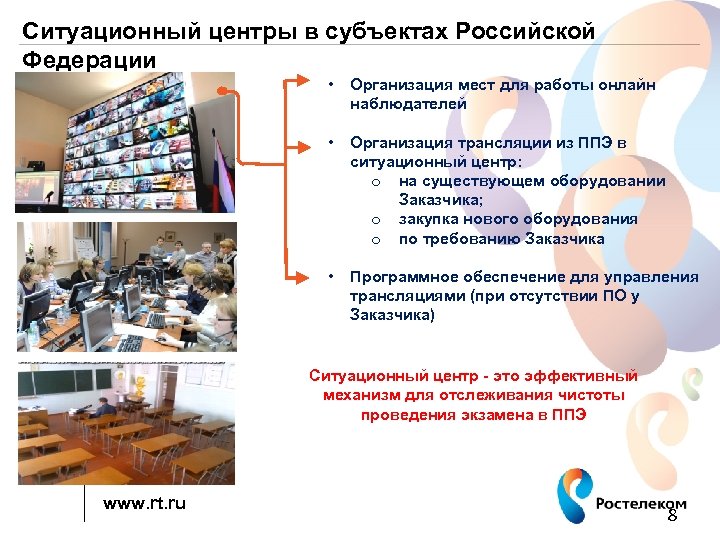 Ситуационный центры в субъектах Российской Федерации • Организация мест для работы онлайн наблюдателей •