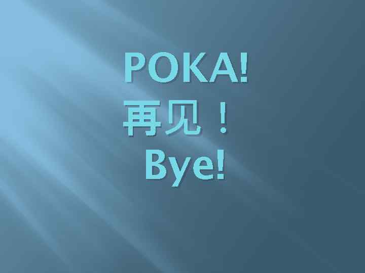 POKA! 再见！ Bye! 