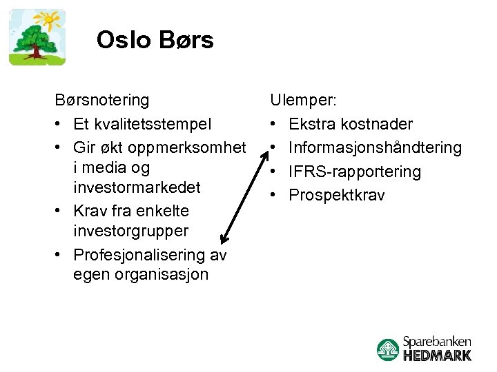 Oslo Børsnotering • Et kvalitetsstempel • Gir økt oppmerksomhet i media og investormarkedet •