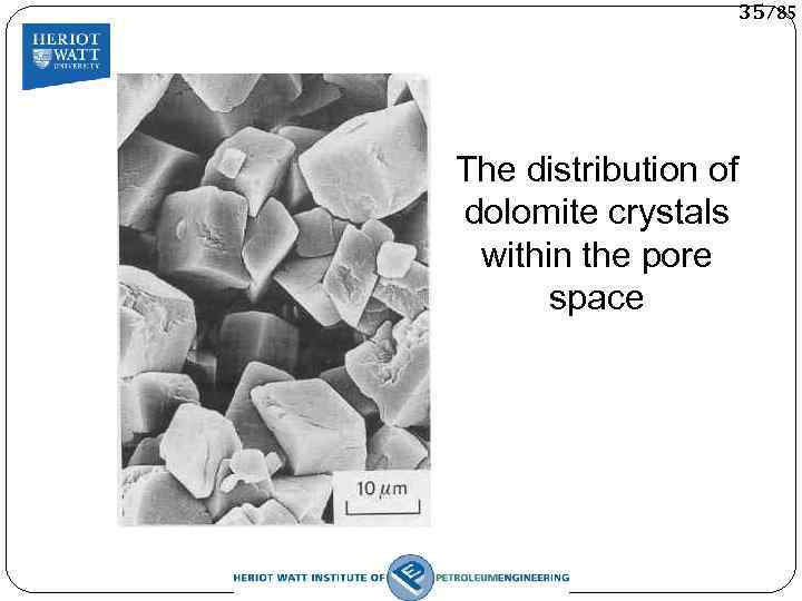35/85 The distribution of dolomite crystals within the pore space 