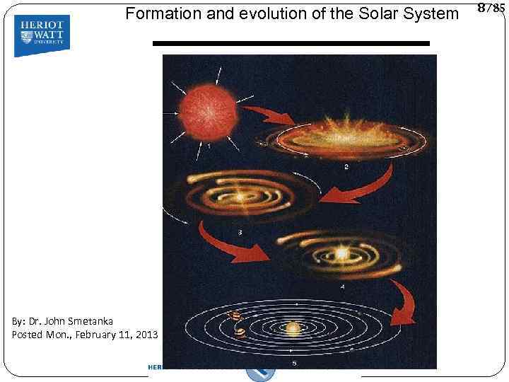 Formation and evolution of the Solar System By: Dr. John Smetanka Posted Mon. ,