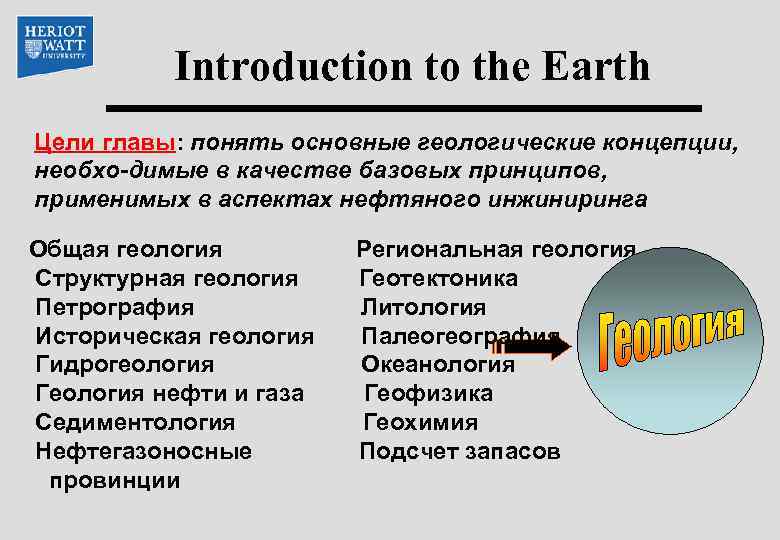 Introduction to the Earth Цели главы: понять основные геологические концепции, необхо-димые в качестве базовых