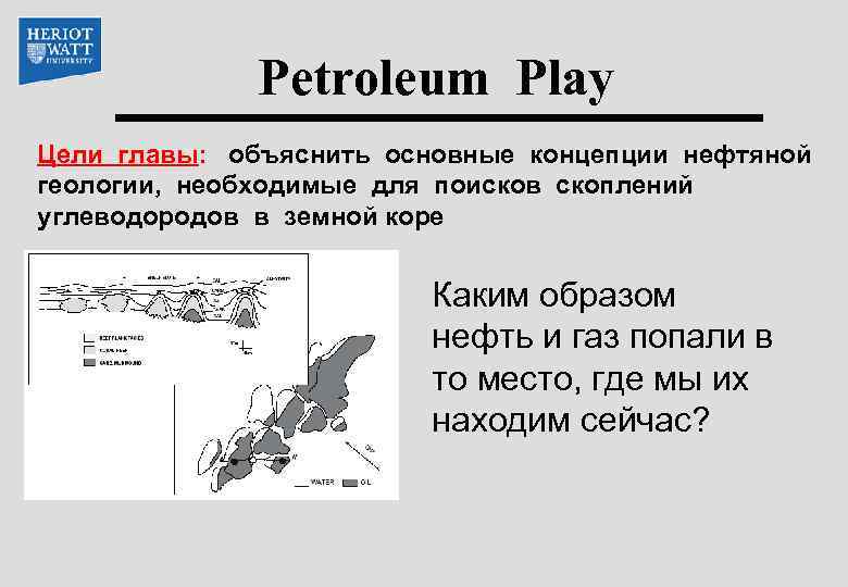 Petroleum Play Цели главы: объяснить основные концепции нефтяной геологии, необходимые для поисков скоплений углеводородов
