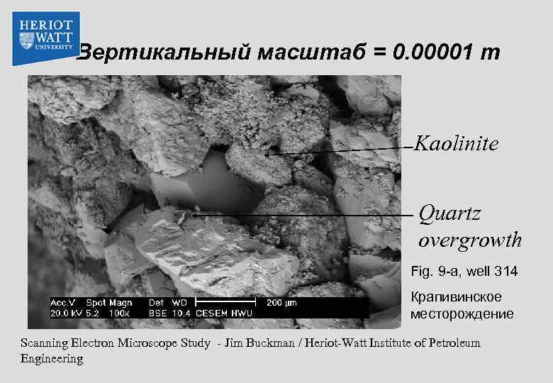 Вертикальный масштаб = 0. 00001 m Kaolinite Quartz overgrowth Fig. 9 -a, well 314