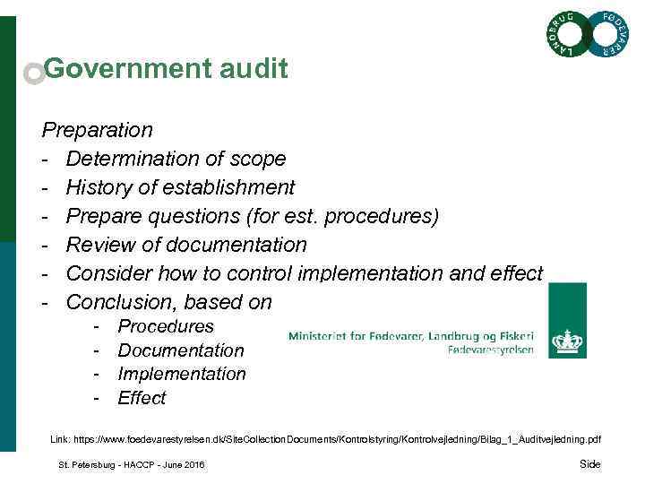 Government audit Preparation - Determination of scope - History of establishment - Prepare questions