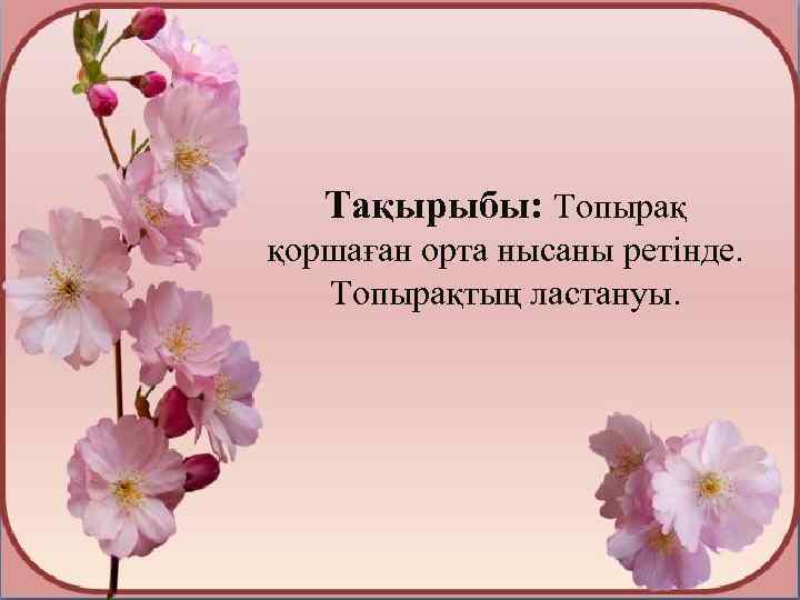Тақырыбы: Топырақ қоршаған орта нысаны ретінде. Топырақтың ластануы. 