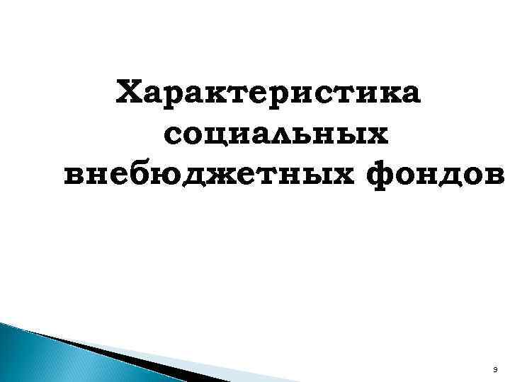 Характеристика социальных внебюджетных фондов 9 