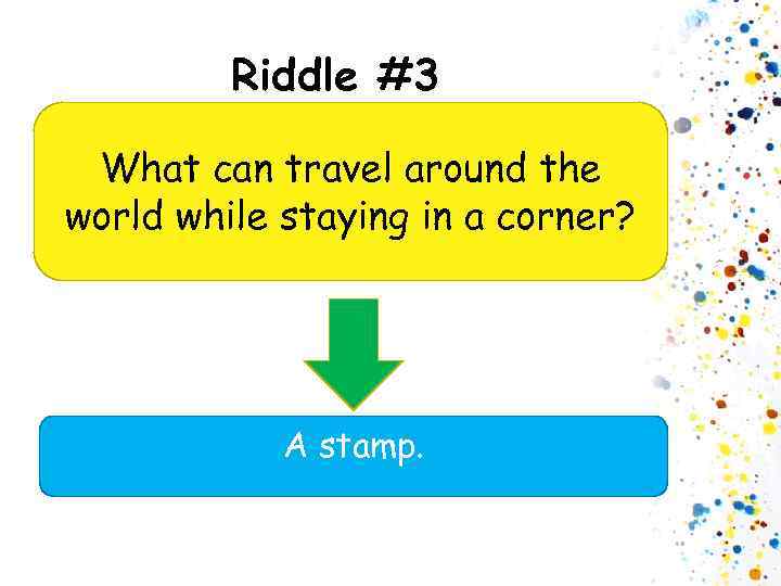 Riddle #3 What can travel around the world while staying in a corner? A