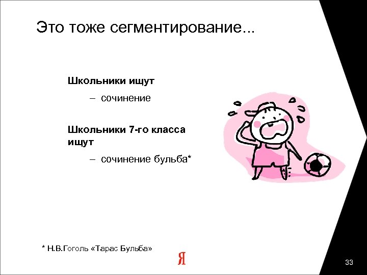 Это тоже сегментирование. . . Школьники ищут – сочинение Школьники 7 -го класса ищут