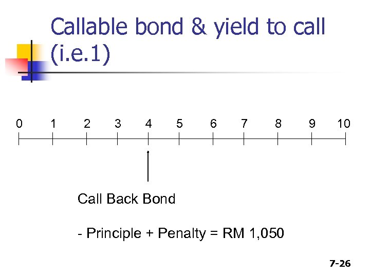 Callable bond & yield to call (i. e. 1) 0 1 2 3 4