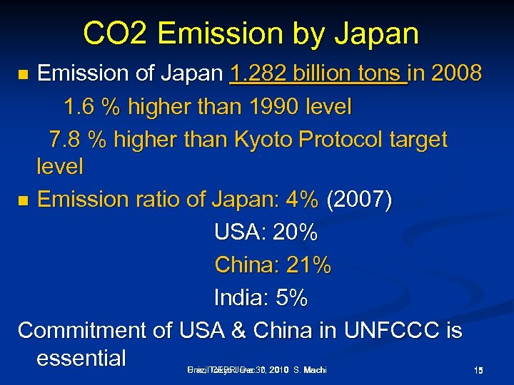 CO 2 Emission by Japan Emission of Japan 1. 282 billion tons in 2008