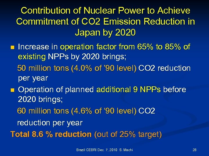 Contribution of Nuclear Power to Achieve Commitment of CO 2 Emission Reduction in Japan
