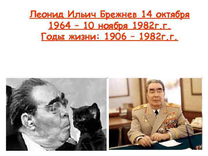 Леонид Ильич Брежнев 14 октября 1964 – 10 ноября 1982 г. г. Годы жизни: