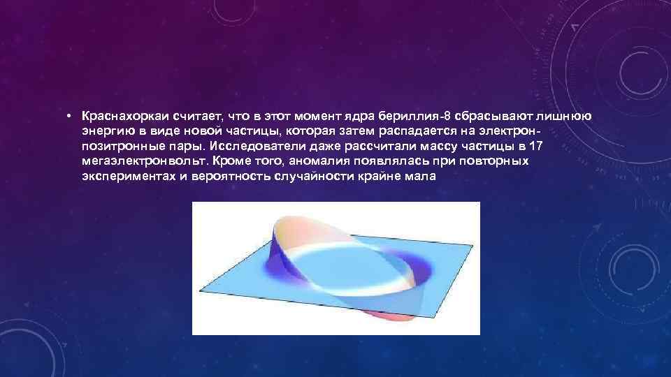  • Краснахоркаи считает, что в этот момент ядра бериллия-8 сбрасывают лишнюю энергию в