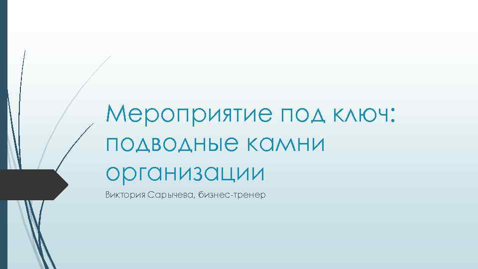 Мероприятие под ключ: подводные камни организации Виктория Сарычева, бизнес-тренер 