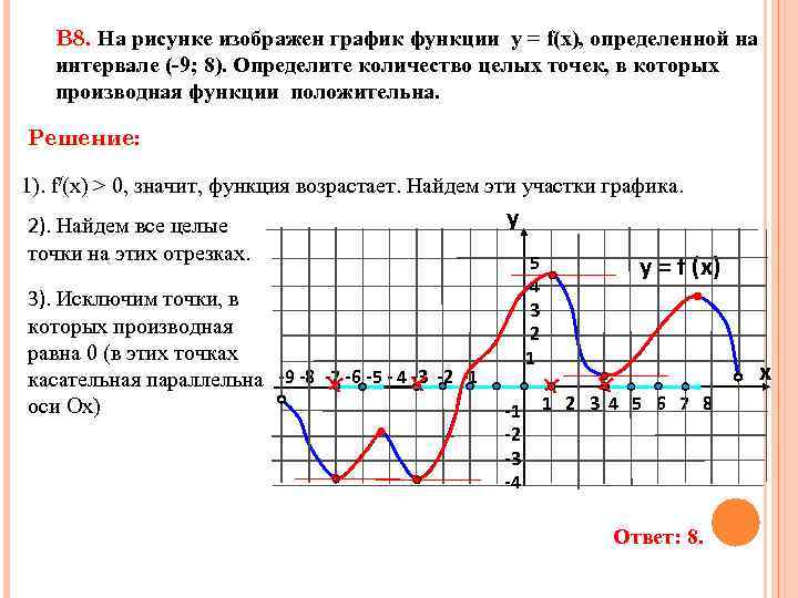 В 8. На рисунке изображен график функции у = f(x), определенной на интервале (-9;