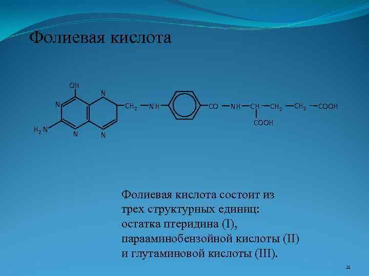 Фолиевая кислота ОН N N Н 2 N СН 2 NН СО NН СН