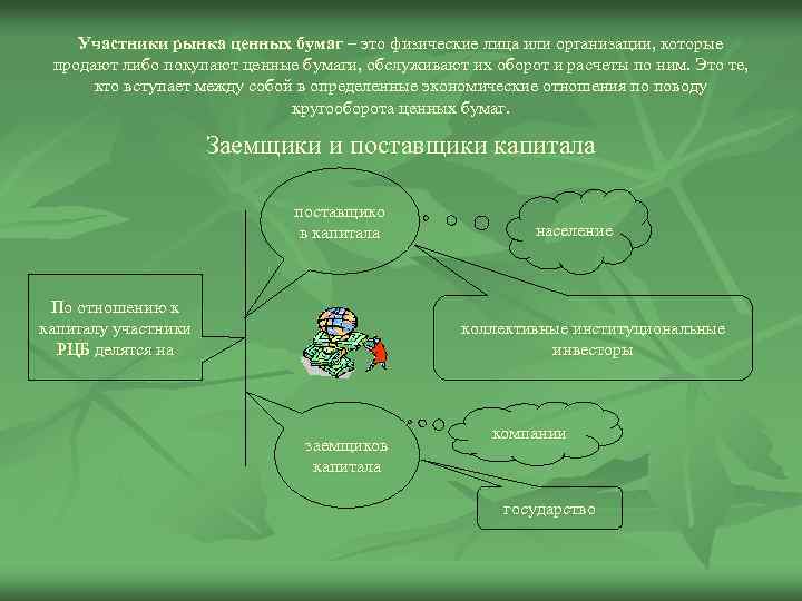 Участники рынка ценных бумаг – это физические лица или организации, которые продают либо покупают