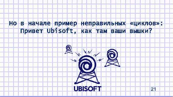 Но в начале пример неправильных «циклов» : Привет Ubisoft, как там ваши вышки? 21