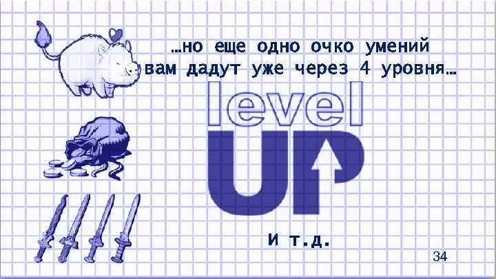 …но еще одно очко умений вам дадут уже через 4 уровня… И т. д.