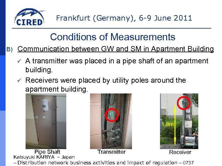 Frankfurt (Germany), 6 -9 June 2011 Conditions of Measurements B) Communication between GW and