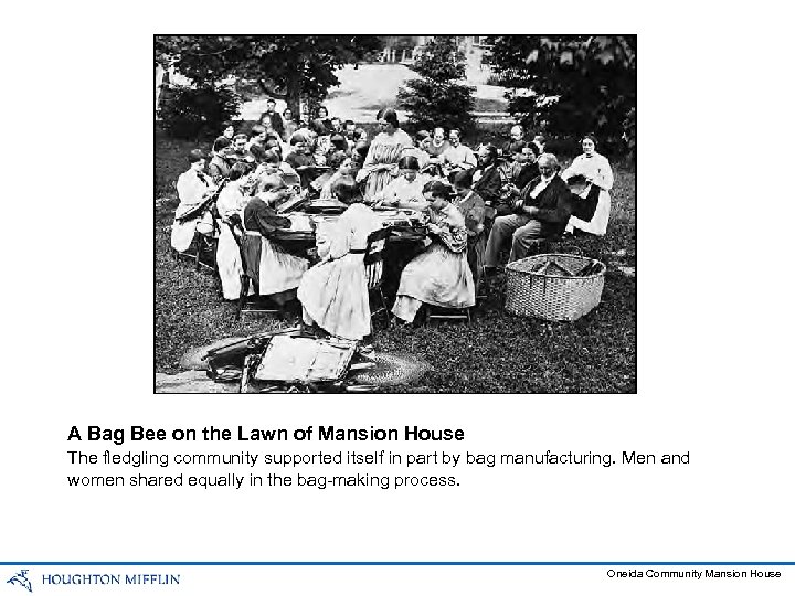 A Bag Bee on the Lawn of Mansion House The fledgling community supported itself