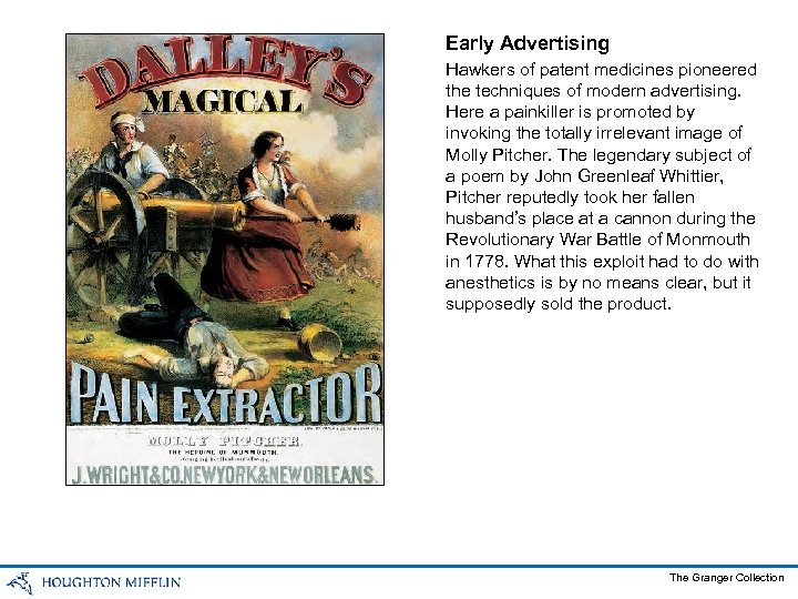 Early Advertising Hawkers of patent medicines pioneered the techniques of modern advertising. Here a