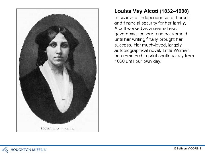 Louisa May Alcott (1832– 1888) In search of independence for herself and financial security