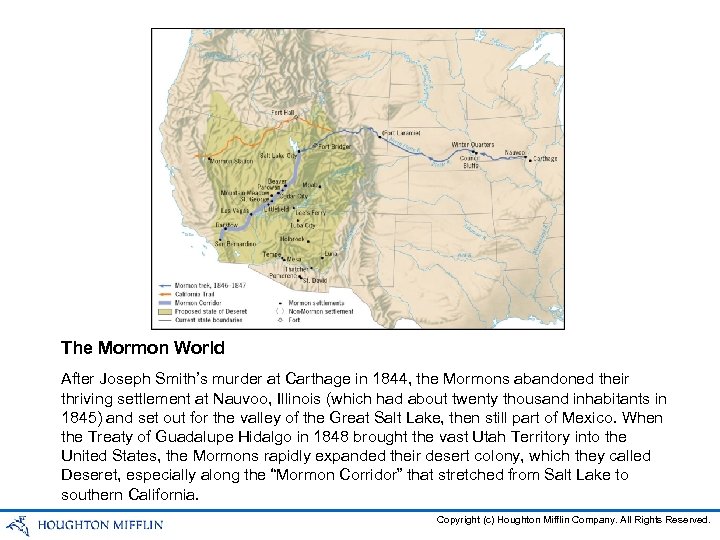 The Mormon World After Joseph Smith’s murder at Carthage in 1844, the Mormons abandoned