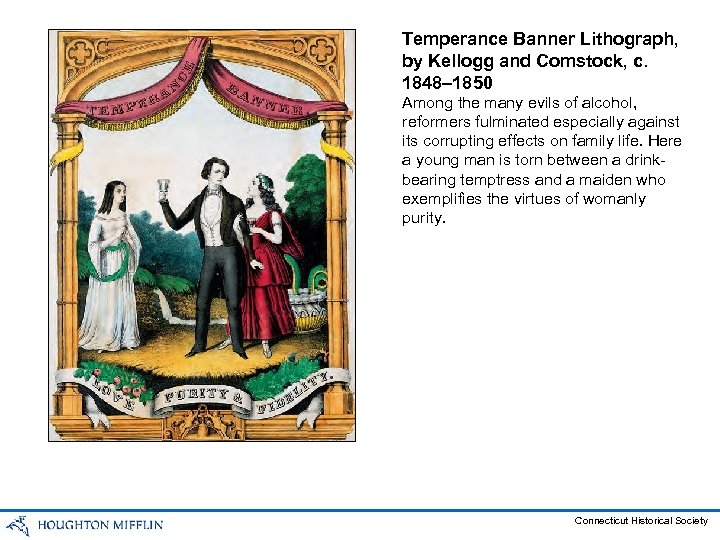 Temperance Banner Lithograph, by Kellogg and Comstock, c. 1848– 1850 Among the many evils