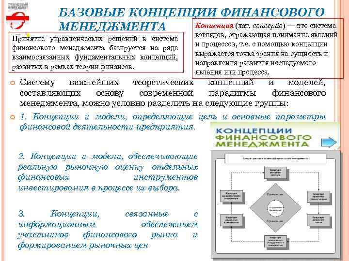 Фундаментальные концепции менеджмента. Концепции финансового менеджмента. Основные теории финансового менеджмента. Основные концепции финансового менеджмента. Фундаментальные концепции финансового менеджмента.