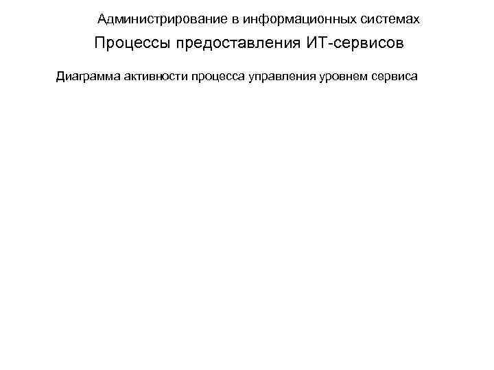 Администрирование в информационных системах Процессы предоставления ИТ-сервисов Диаграмма активности процесса управления уровнем сервиса 