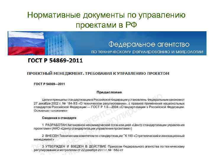 Нормативные документы по управлению проектами в РФ 