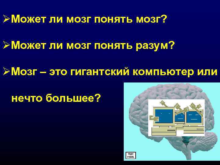 ØМожет ли мозг понять мозг? ØМожет ли мозг понять разум? ØМозг – это гигантский