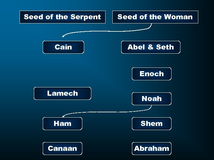 Seed of the Serpent Cain Seed of the Woman Abel & Seth Enoch Lamech