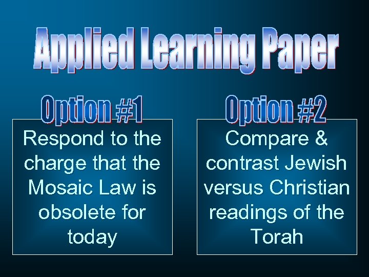 Respond to the charge that the Mosaic Law is obsolete for today Compare &